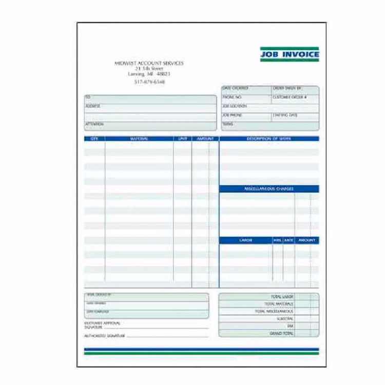 8 1/2" x 11" One side, three sheet, Custom Printed NCR Forms