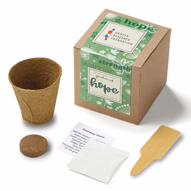 Gray Garden of Hope Planter in Kraft Gift Box