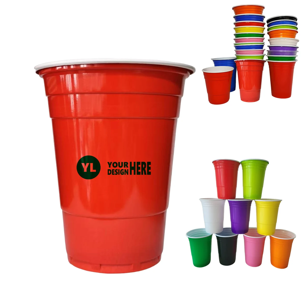 16oz Multi - Color Plastic Party Game Cups 1