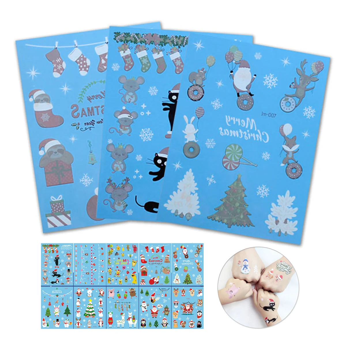 Christmas Cartoon Tattoo Sticker Sheet 1