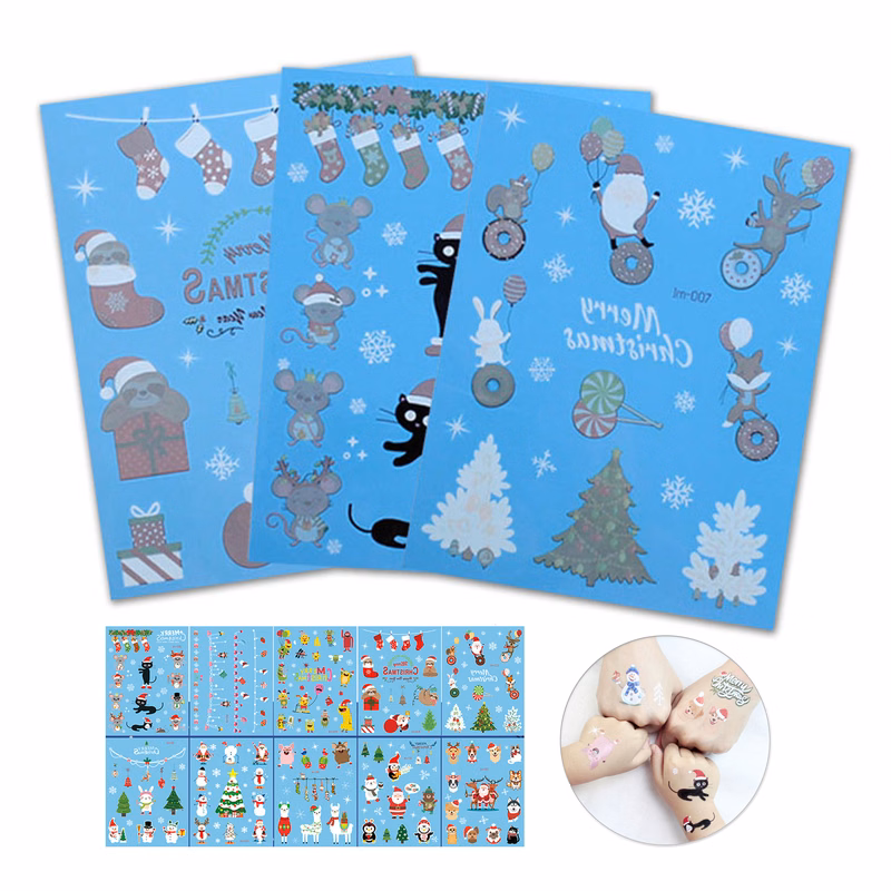 Christmas Cartoon Tattoo Sticker Sheet
