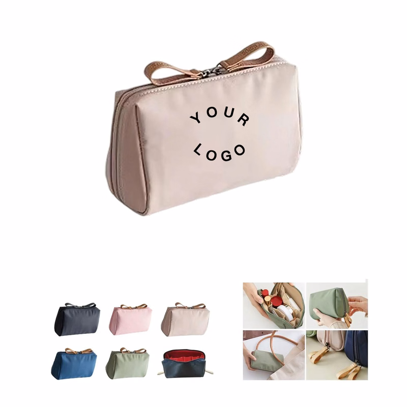 Nylon Travel Cosmetic Pouch with Dual Zippers