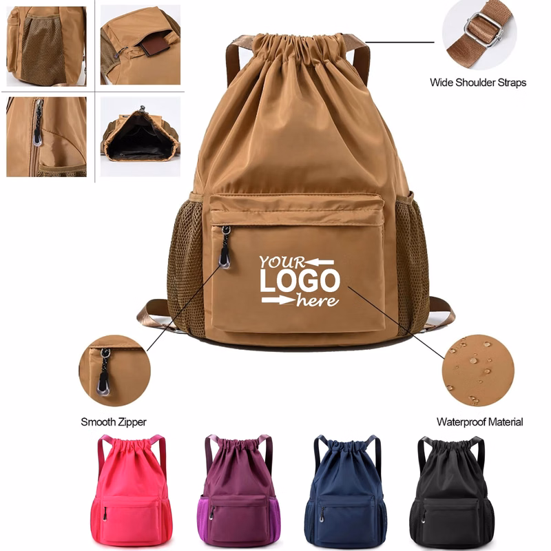 Drawstring Backpack Bag With Side Pocket