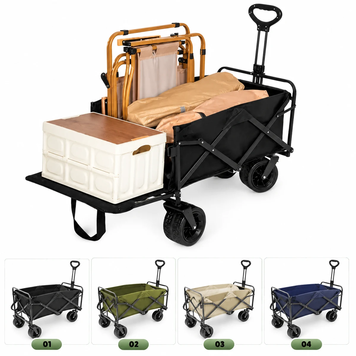 Portable Collapsible Outdoor Wagon Heavy Duty 220Lb Capacity 1