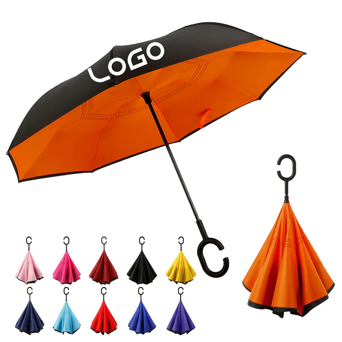 Windproof Carbon Fiber Frame Inverted Umbrella 1