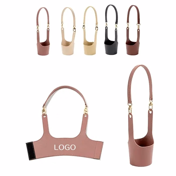 Adjustable PU Leather Cup Carrier