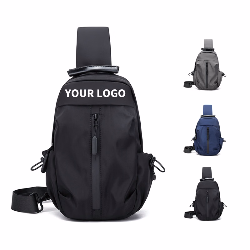 Water Resistant Crossbody Shoulder Bag With USB Port 11.8"