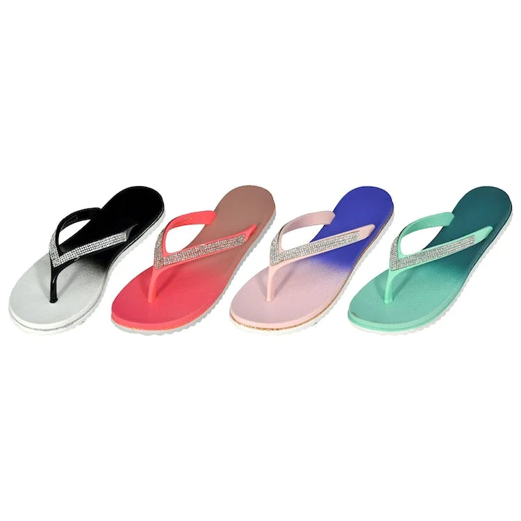 Women's Ombre Jewel Strap Flip Flops - Assorted Colors 1