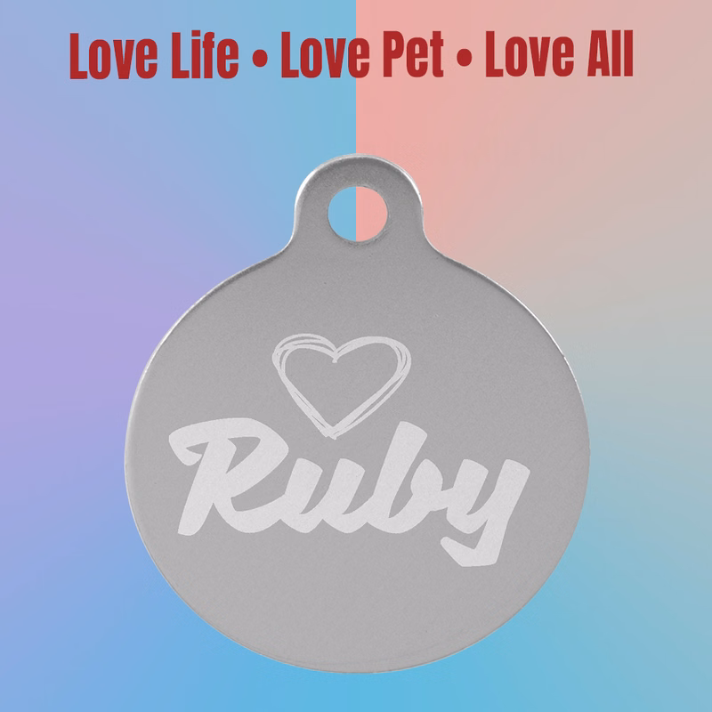 Silver Laserable Anodized Aluminum Round Pet Tag with Tab