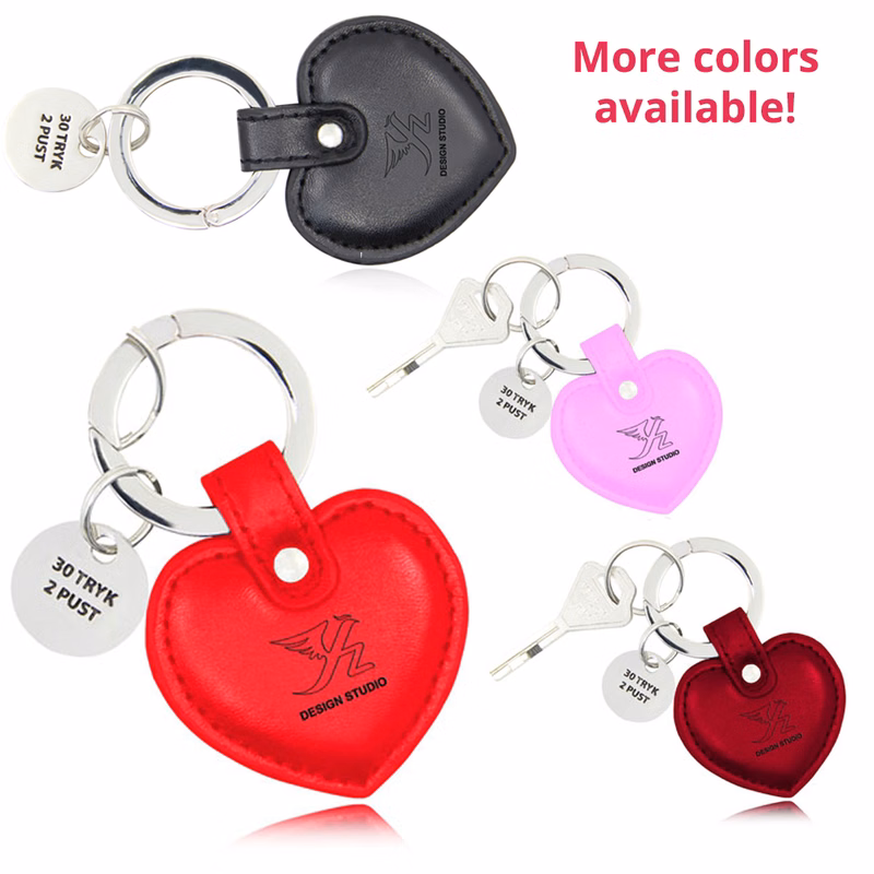 Heart Shaped Leather Key Holder With Metal Charm