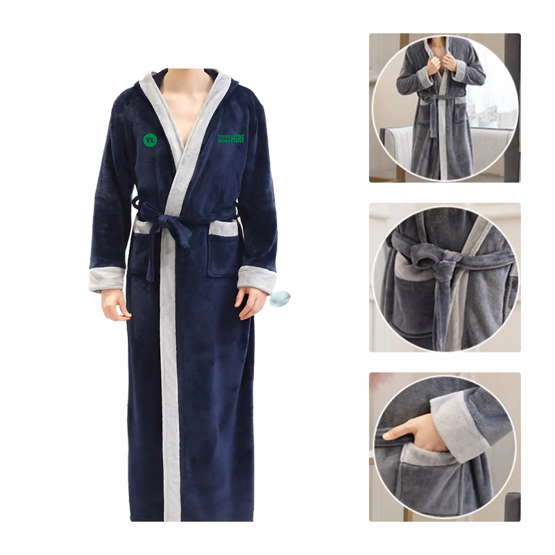 MOQ50 Flannel Hooded Bathrobe