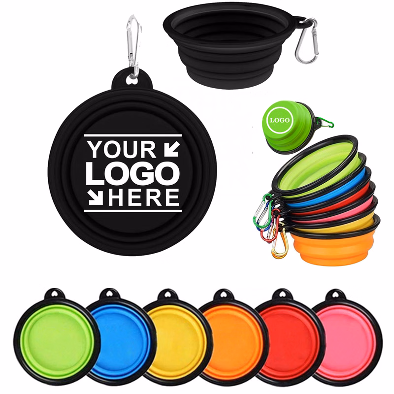 MOQ50Pcs Collapsible Silicone Pet Bowl With Carabiner