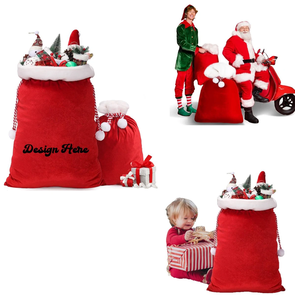 Velvet Drawstring Pouch for Christmas Candy and Gift Giving 1
