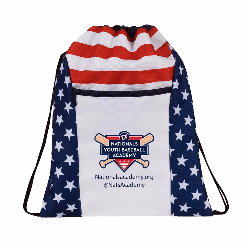 Patriotic Drawstring Backpack with zippered Front Packet(Bag, Backpack)