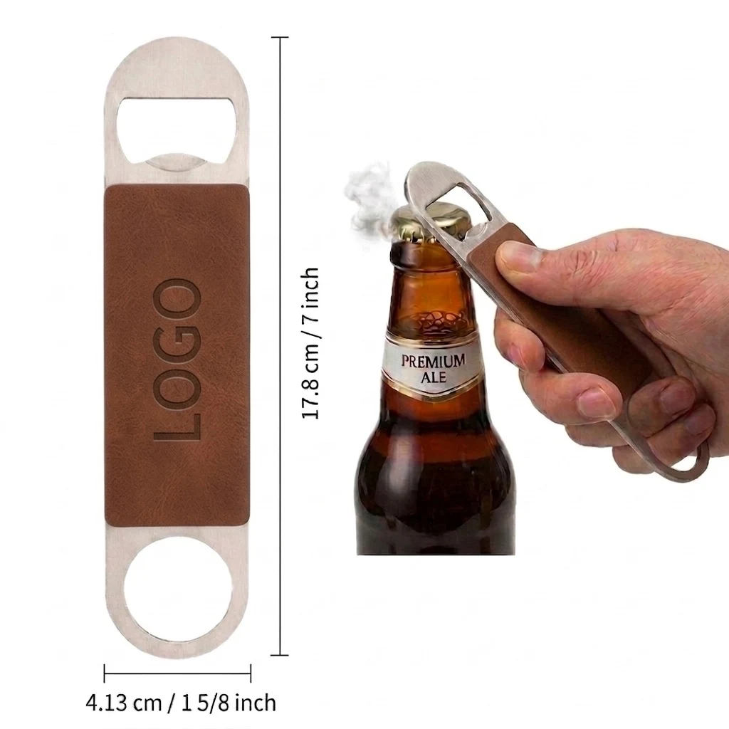 Leather Stainless Steel Bottle Opener 1
