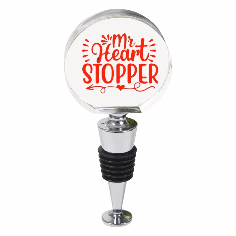 Personalized Round Crystal Bottle Stopper w/ Stand