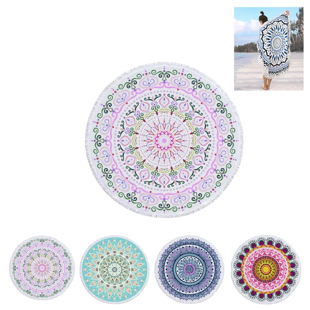 Moq 50pcs Round Beach Towel And Beach Mat 1
