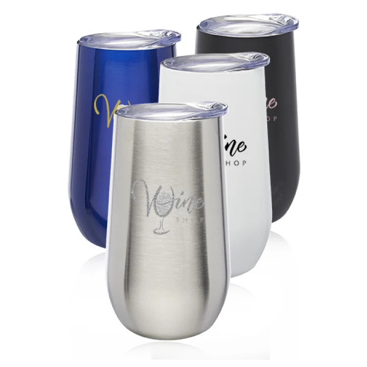 9 oz. Stemless Flute Wine Glasses with Lid 1