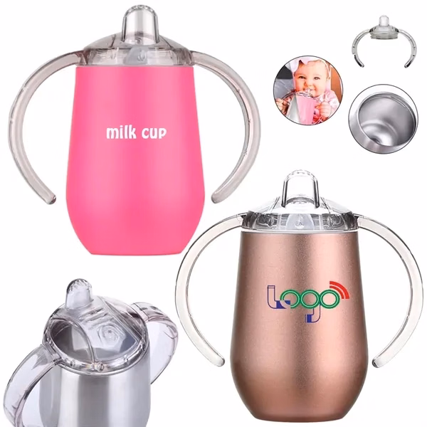 Eggshell Bottle Insulated Sippy Cup Double Handles Tumbler for Commutes, Fitness and Travel