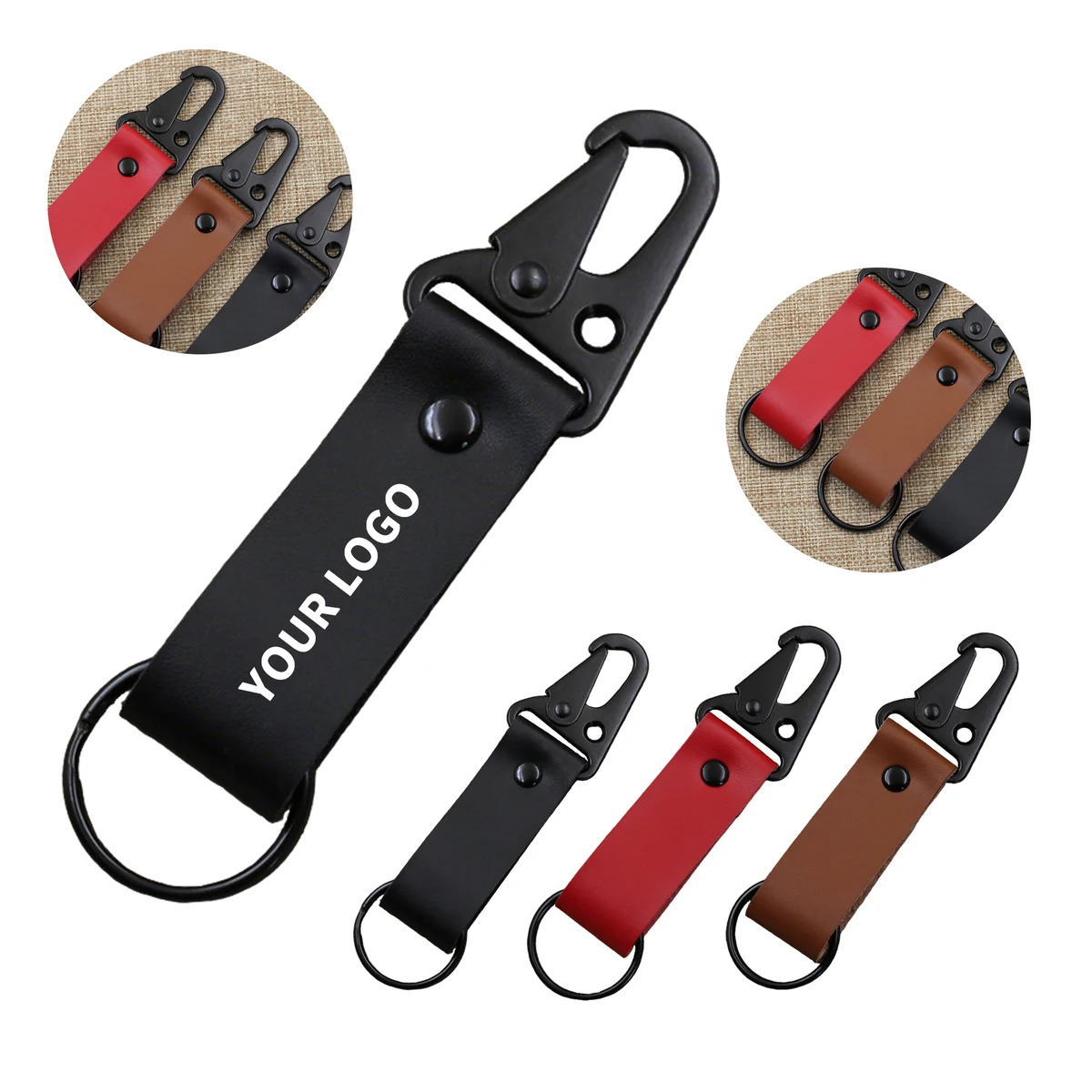 Genuine Leather Key Fob With Zinc Alloy Hook 1