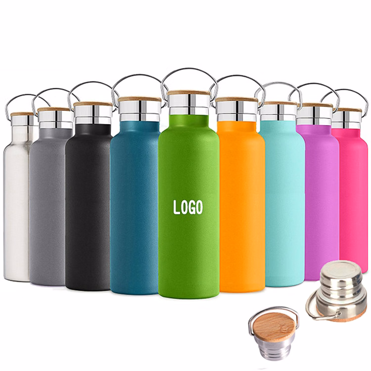Bamboo Lid Power Coated Stainless Steel Bottle