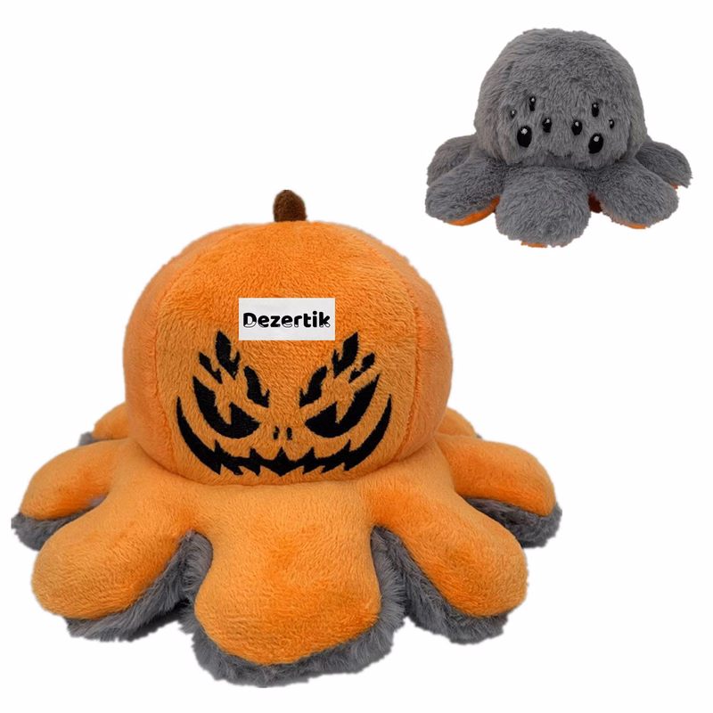 Reversible Halloween Pumpkin Plush Flip Expression Toy
