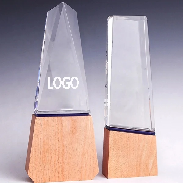 Crystal Trophy With Wooden Base 1