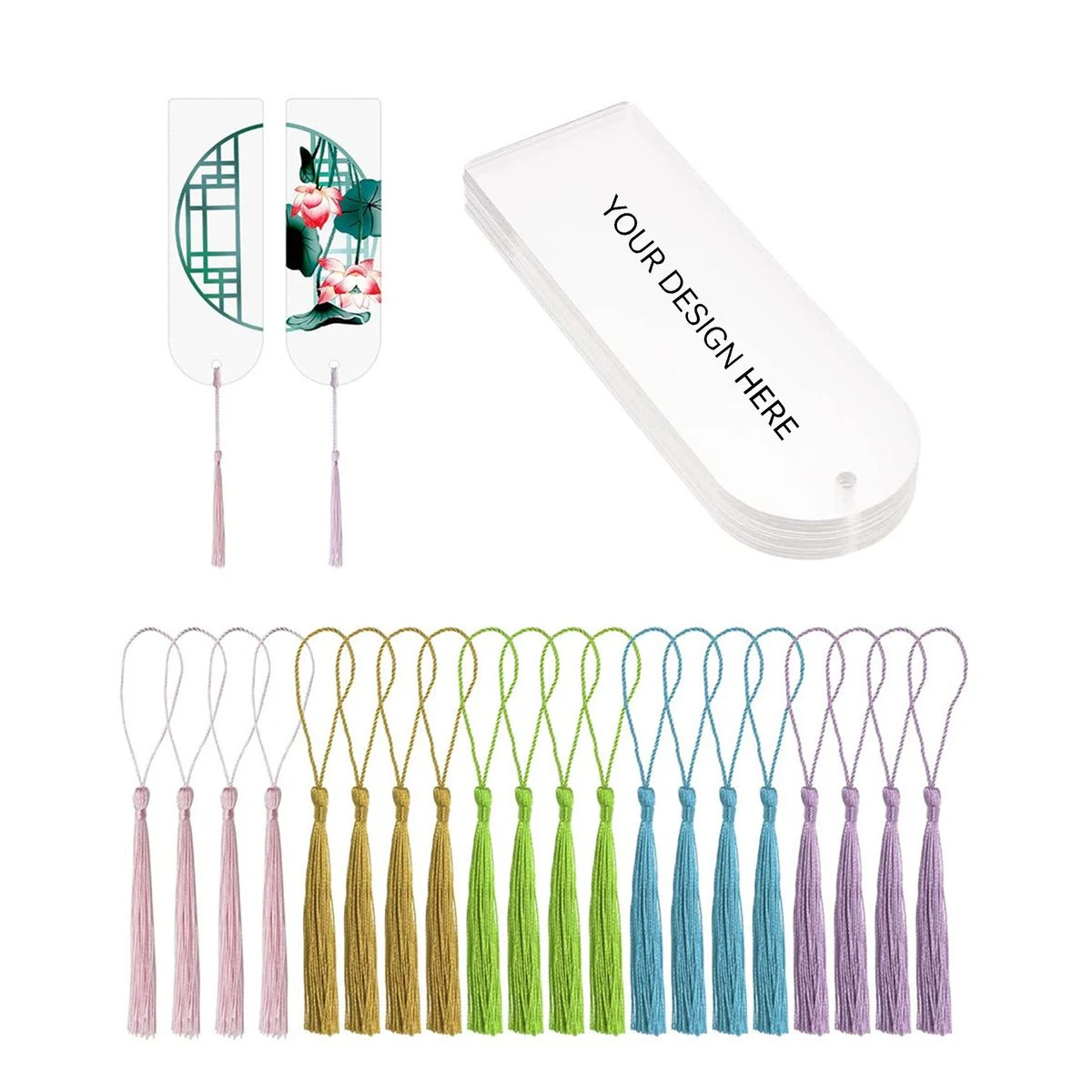 Customizable Clear Acrylic Bookmark With Tassel 1