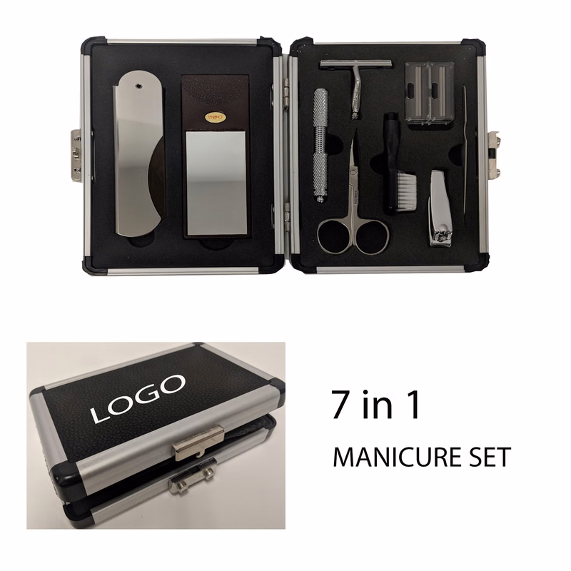 7 IN 1 GENTLEMAN MANICURE SET IN ALUMIMUM CARYING CASE