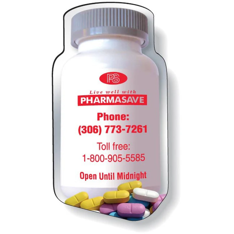 Stock Medicine Bottle Magnet .020, Full Colour Digital, White Vinyl Topcoat 1