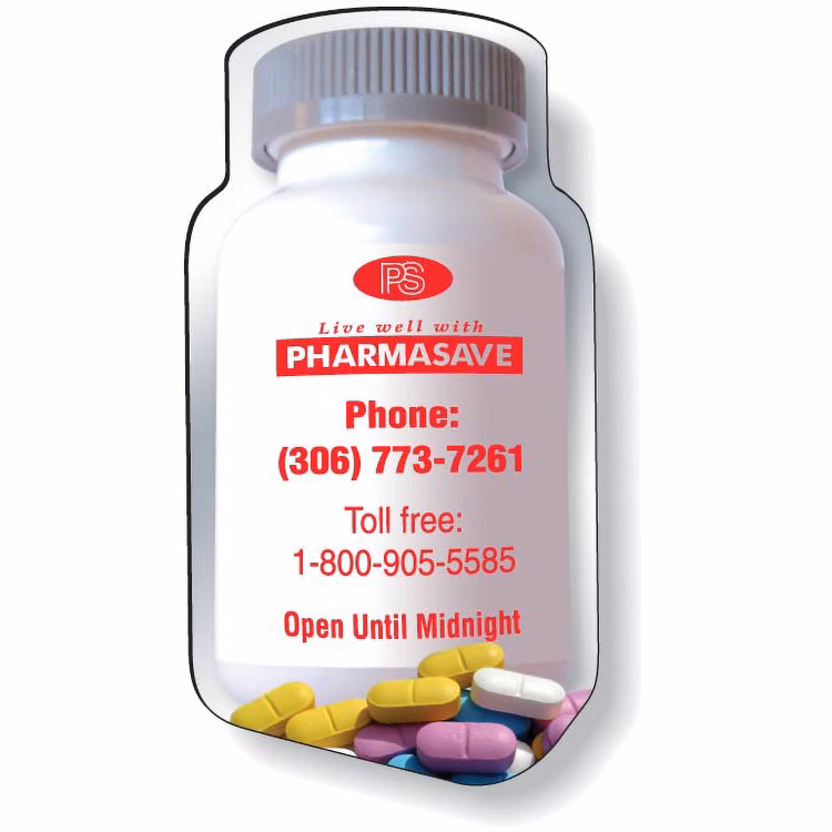 Stock Medicine Bottle Magnet .020, Full Colour Digital, White Vinyl Topcoat