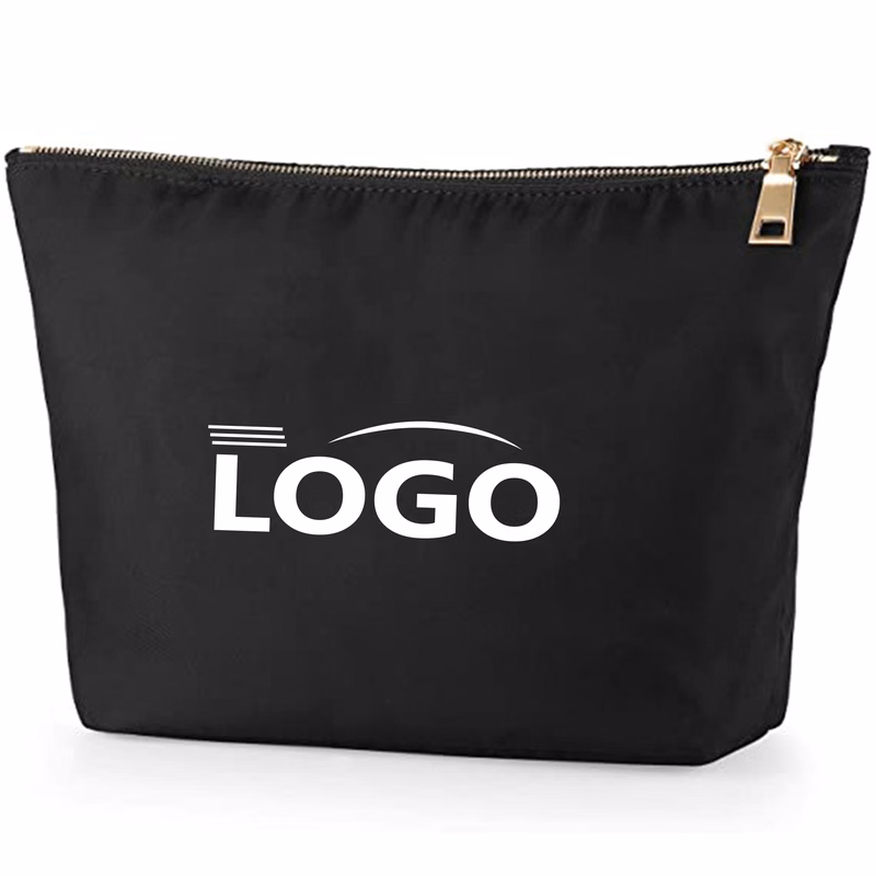 Nylon travel cosmetic bag with zipper, customizable logo