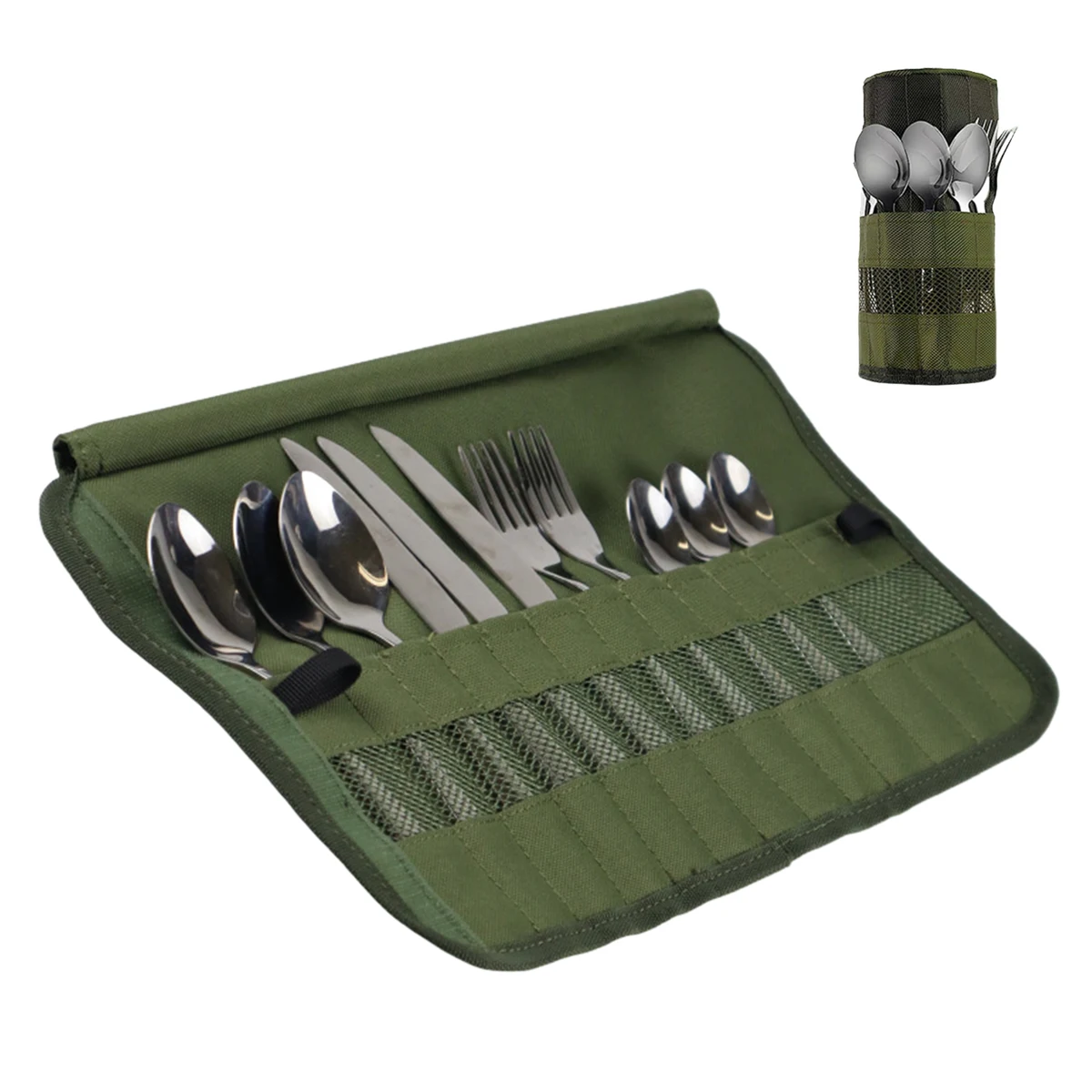 Portable Knife, Fork and Spoon Storage Roll Bag 1