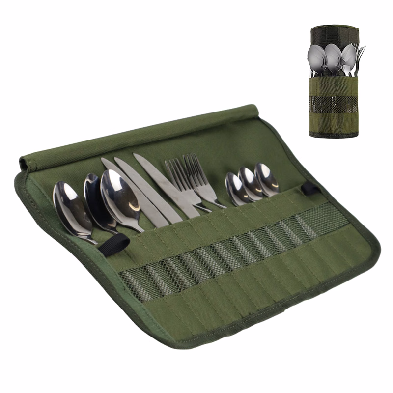 Portable Knife, Fork and Spoon Storage Roll Bag