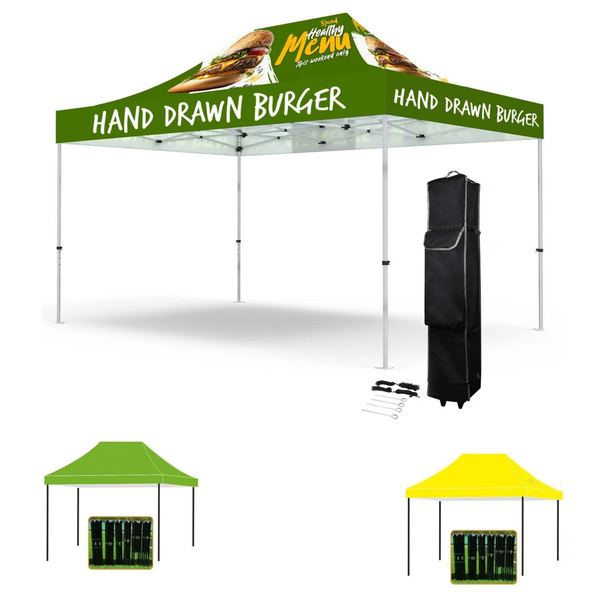 10' x 15' Deluxe Hexagonal Aluminum Canopy with Vibrant Full-Color Cover
1