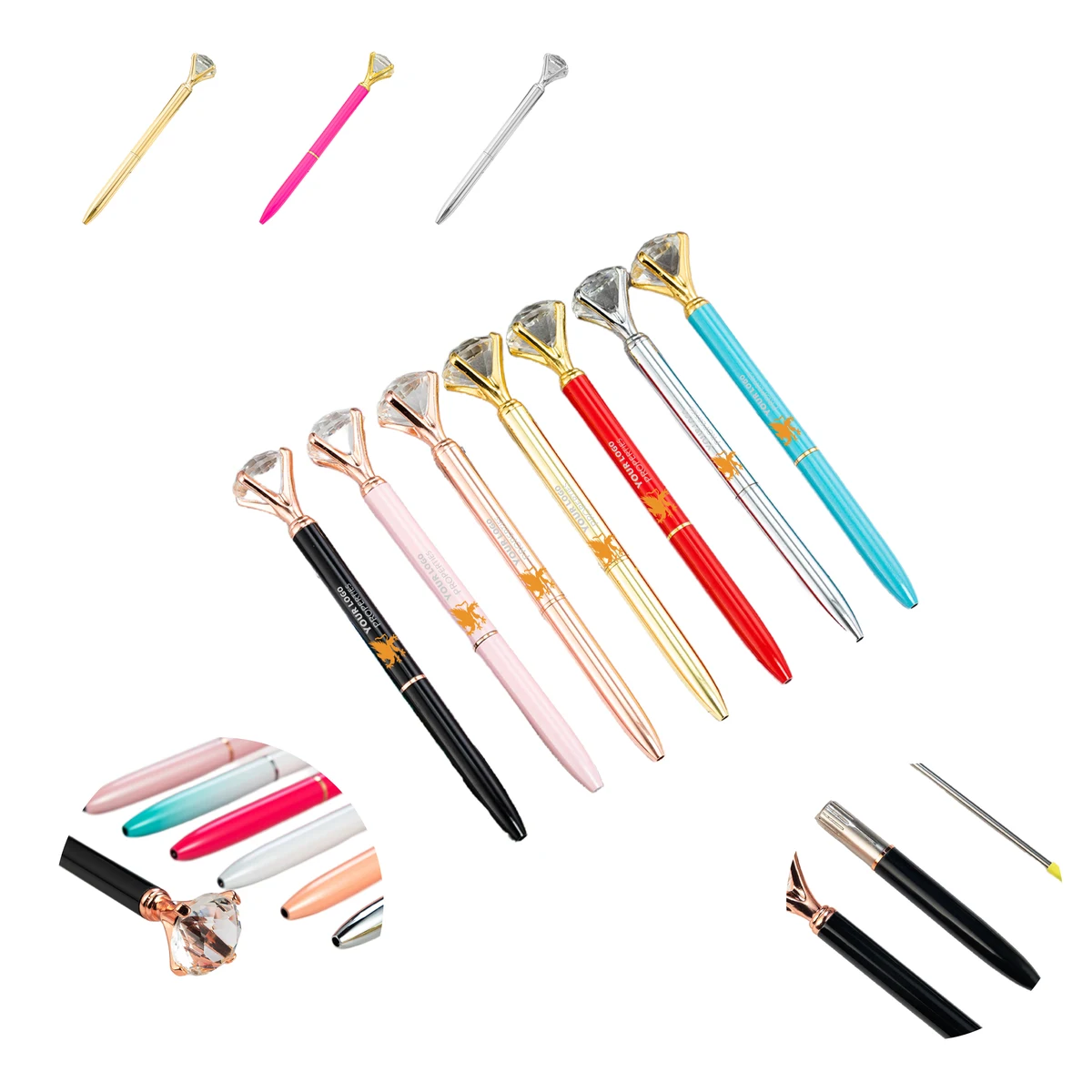 MOQ 100 Luxury Diamond Ballpoint Pen Elegant Writing Tool 1