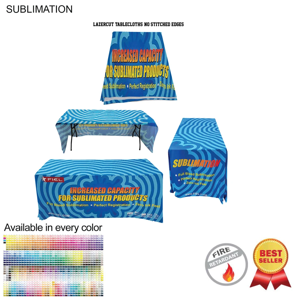 6' LazerCut 3-Sided Sublimated Tablecloth, Drape Style, Open Back 1