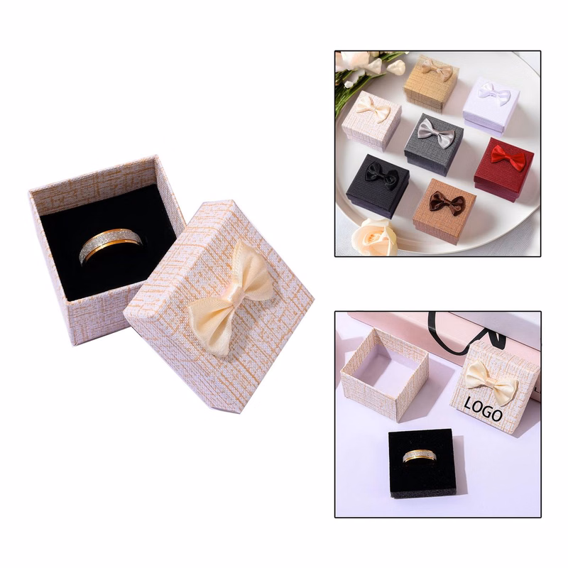 Satin Bow Square Jewelry Box