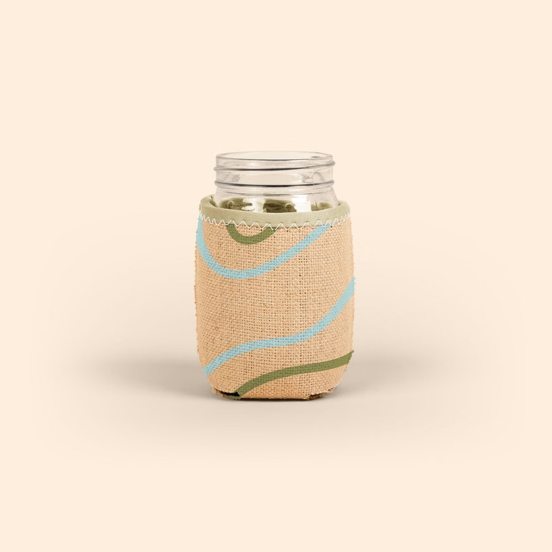 JAR KADDY - BURLAP WITH BIAS TRIM