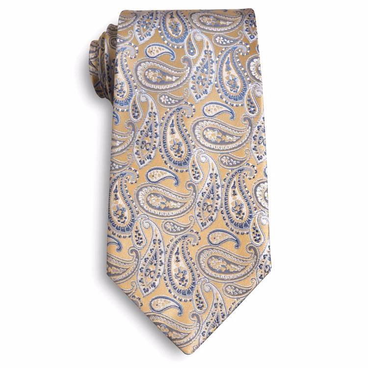 Gold and Blue Silk Paisley Tie