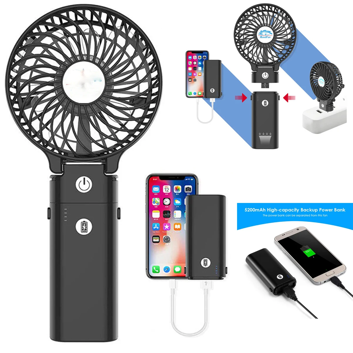 5200 mAh Foldable Mini Fan With Portable Charger 1