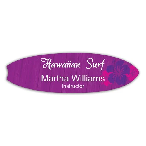 Full Color Name Badge w/ Personalization (5.5"X1.625") Surfboard Shape 1