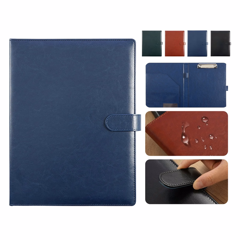 Compact A4 Leather File Folder with Magnetic Lock