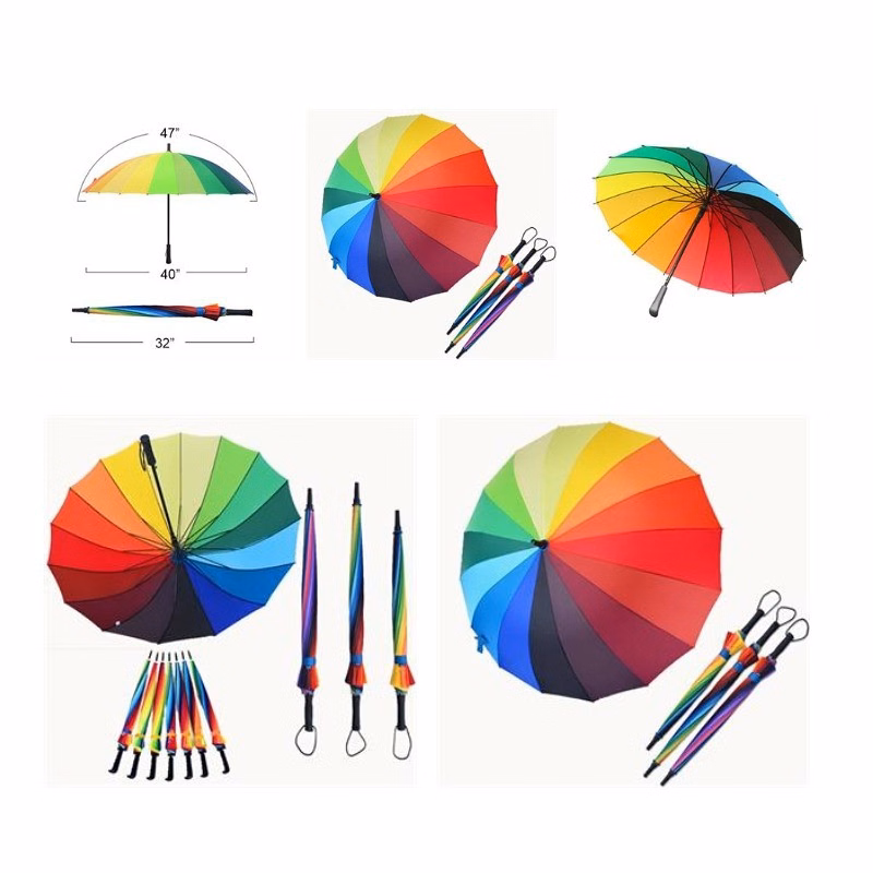 47" Colorful Foldable Metal Plastic Rainbow Umbrella