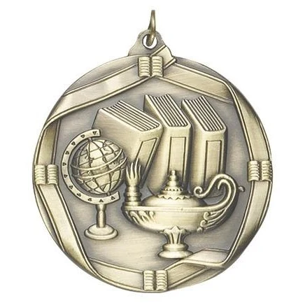 Lamp of Knowledge Die Cast Medal, 2 1/4" 1