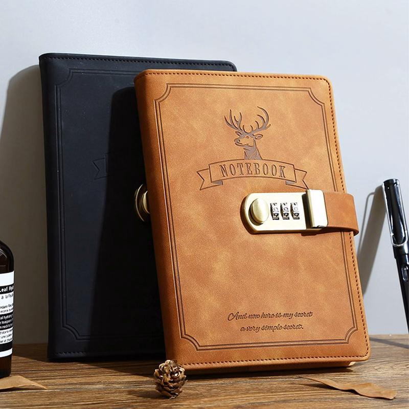 A5 Size PU Leather Notebook W/ Lock
