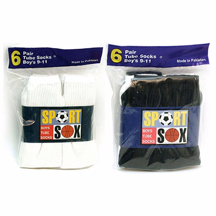 Boy's Tube Socks - 6 Pack Assorted Size 6-8