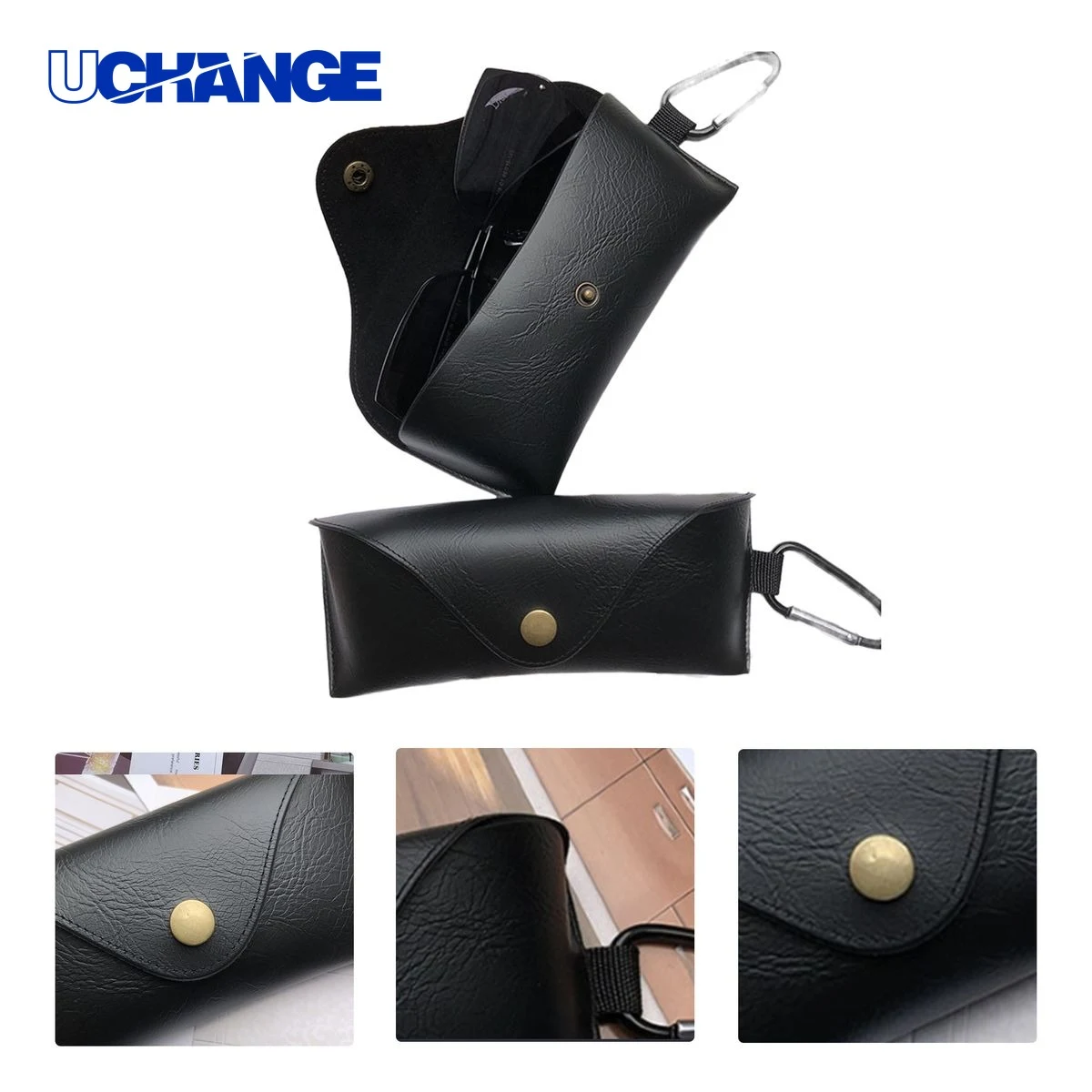 Eyewear Personalized Leather Glasses Case with Snap Closure Organizer 1