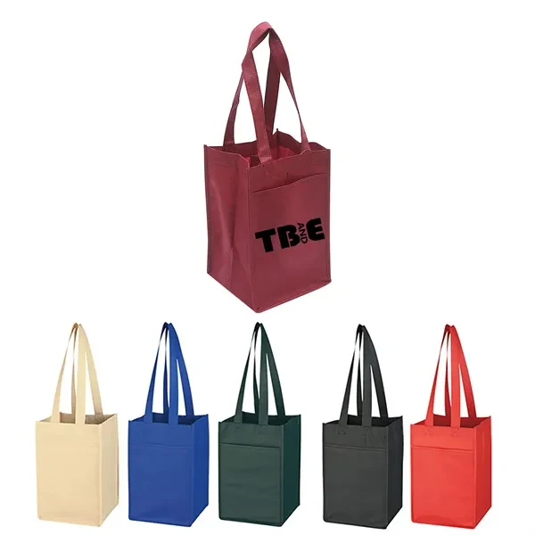 Custom Non Woven 4 Bottle Wine Tote Bag 1
