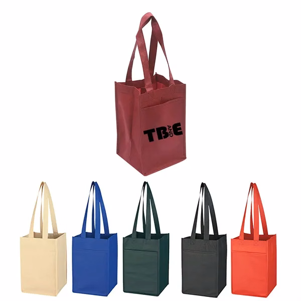 Custom Non Woven 4 Bottle Wine Tote Bag